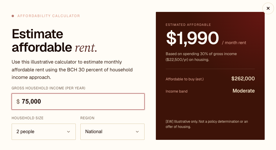 Affordability calculator preview