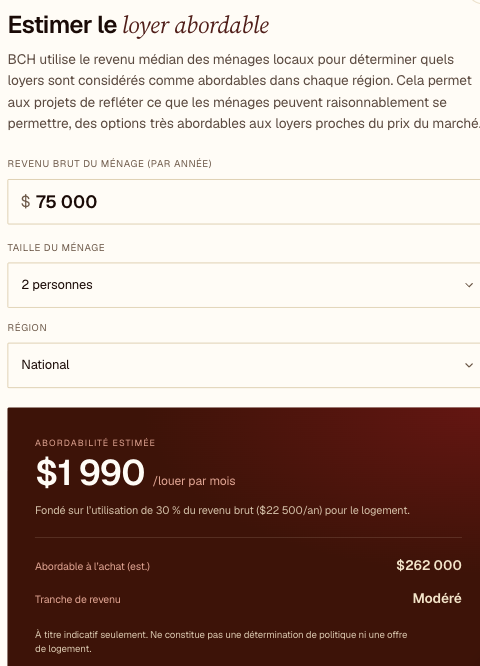 Calculatrice d'abordabilit&eacute;